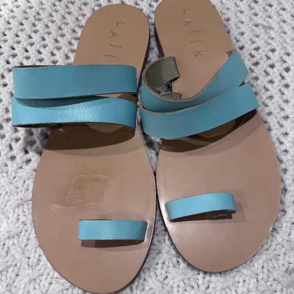 LAiik Flat Leather Womens Sandals
Greece Sz 41US 11 Turquoise Blue - Picture 3 of 6